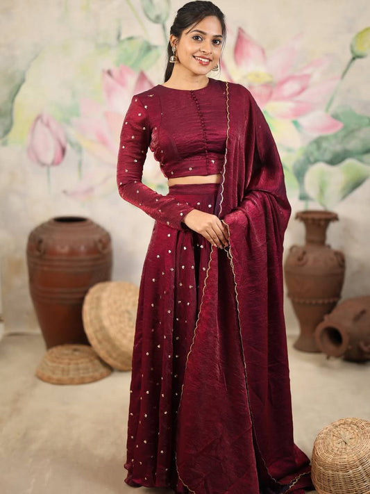 New Arrival: Top Trending Fully Stitched Soft Space Silk Lehenga with Elegant Sequins Embroidery and Beautifully Stitched Blouse – Perfect Blend of Traditional Charm and Modern Fashion