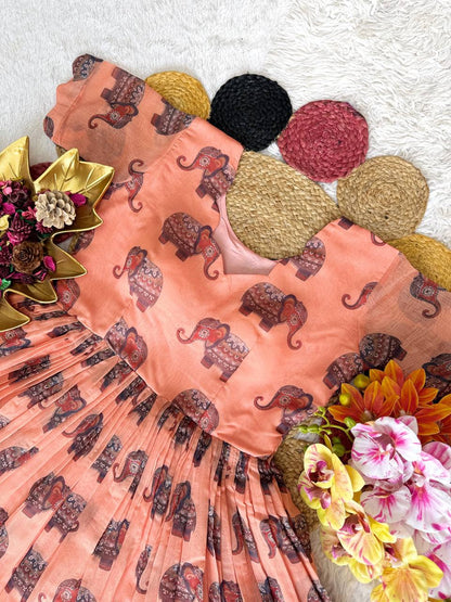 Elegant Summer Special Fully Stitched Kalamkari Midi Gown for Festive Glamour and Sophistication