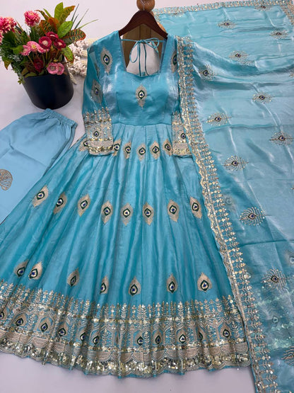 RangBhoomi Fendy Silk Gown with Fully Flair