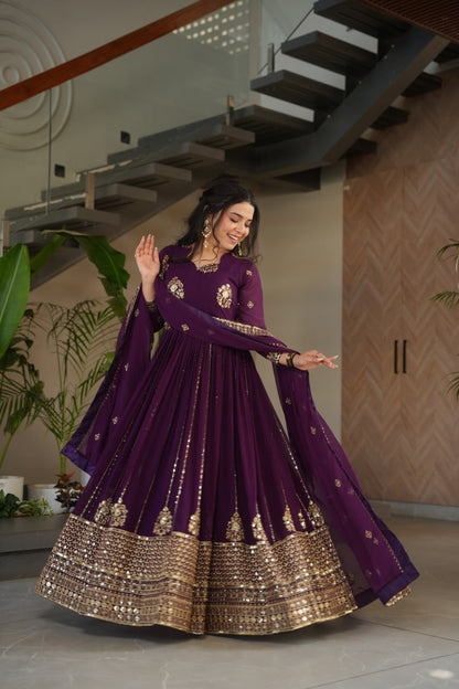 Designer Gown with Dupatta - Elegant Indian Dress