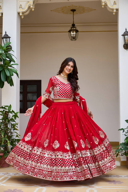 RangBhoomi Heavy Fox Georgette Embroidered Wedding Lehenga Choli Set