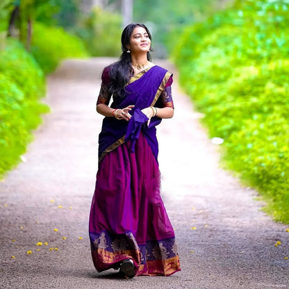 RangBhoomi Premium South Indian Kanjivaram Silk Lehenga Set with Georgette Dupatta and Zari Weaving
