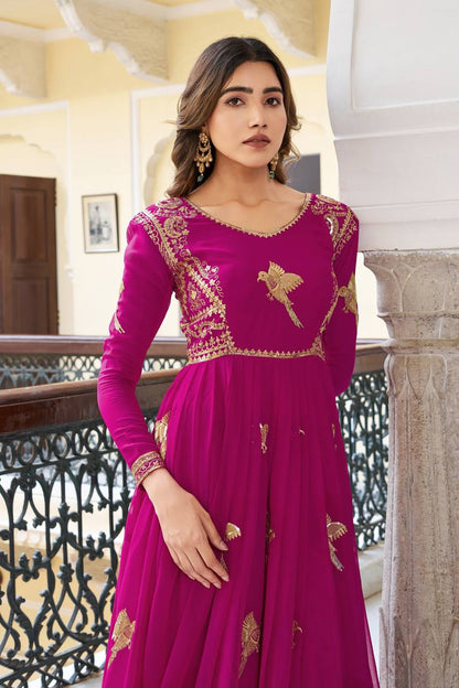RangBhoomi Elegant Faux Georgette SP Series Gown Set with Thread and Sequin Detailing