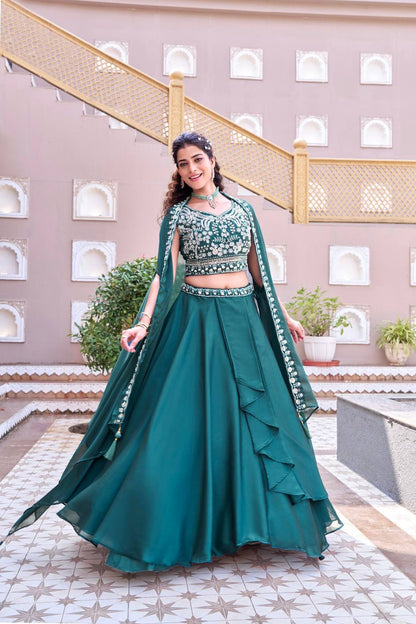 RangBhoomi Exclusive Wedding Special Lehenga Choli Set in Pure Rangoli Silk with Heavy Embroidery and Sequence Detailing