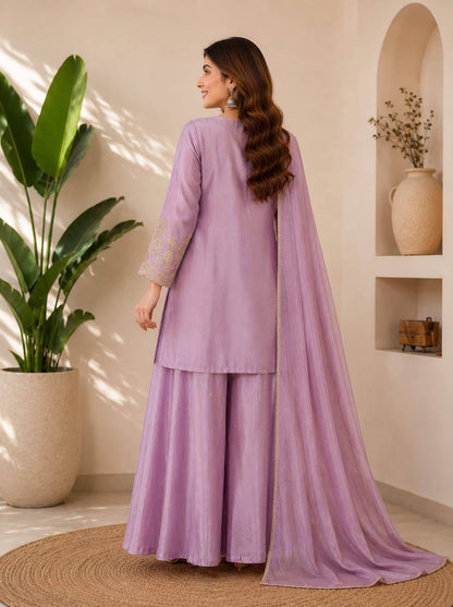 RangBhoomi Designer Festival Ensemble - Embroidered Chinon Top with Rangoli Crush Palazzo & Dupatta