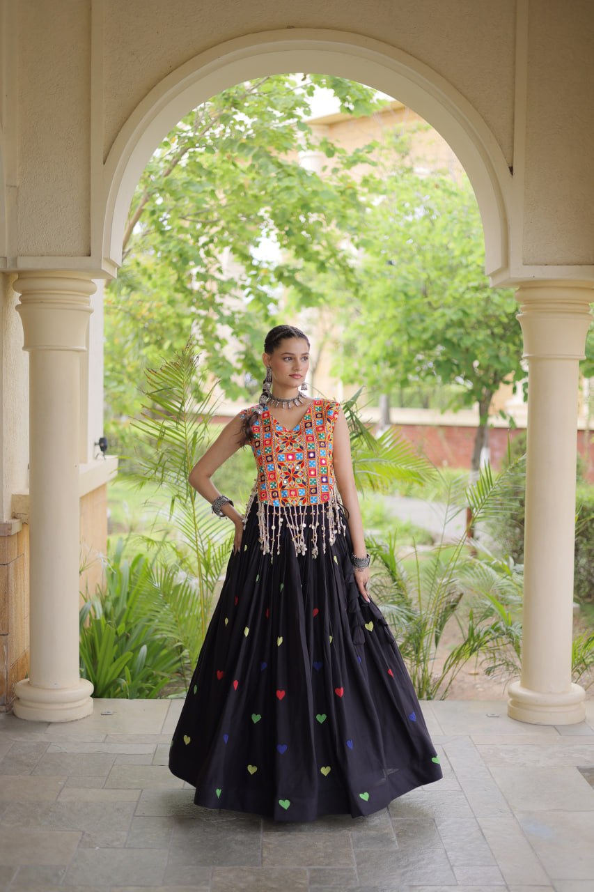 RangBhoomi Navratri Festive Cora Cotton Lehenga Set with Embroidered Blouse