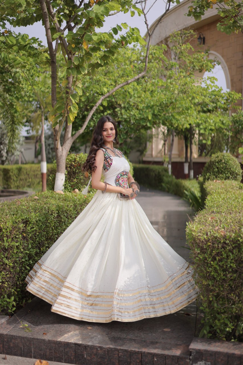RangBhoomi Navratri Lehenga Choli Collection 2026 — Full-Stitched Mukesh Reyon Set