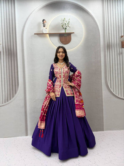 RangBhoomi Festival Badhni Lehenga Choli — Pure Chinon Silk with Heavy Embroidery