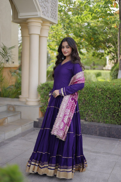 RangBhoomi Gown & Dupatta Collection 2026 — Premium Reyon Gown with Viscose Jacquard Dupatta