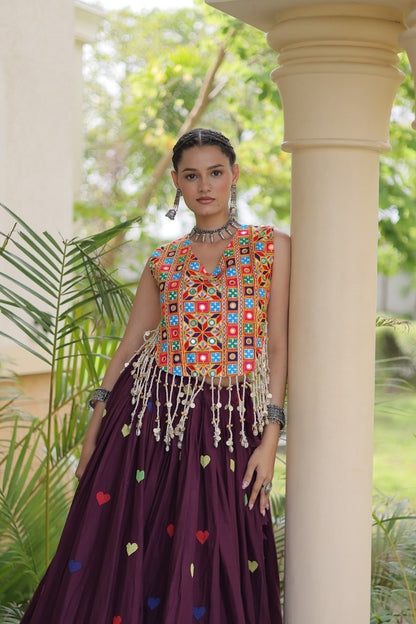 RangBhoomi Navratri Festive Cora Cotton Lehenga Set with Embroidered Blouse