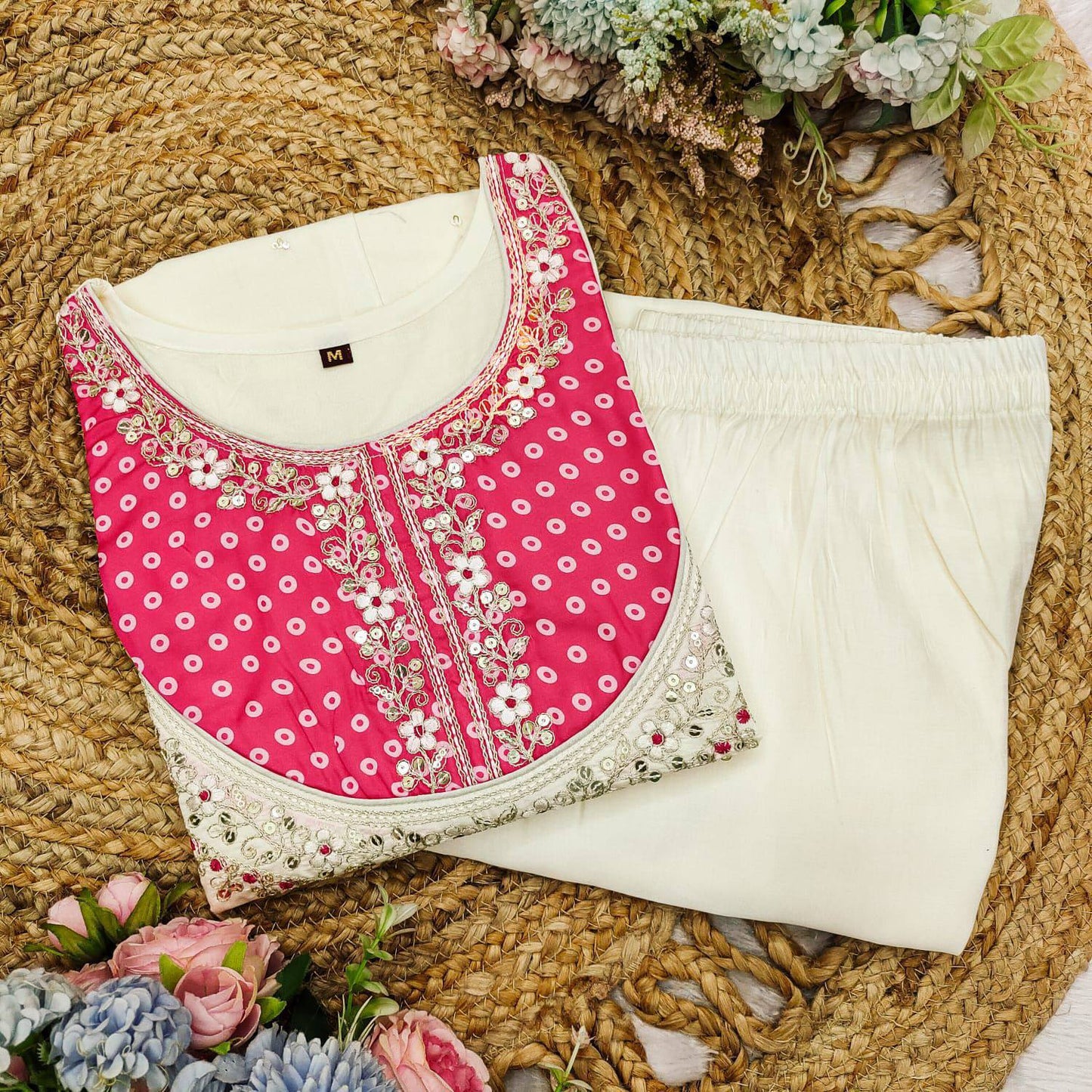 Premium Embroidered Roman Silk Cord Set