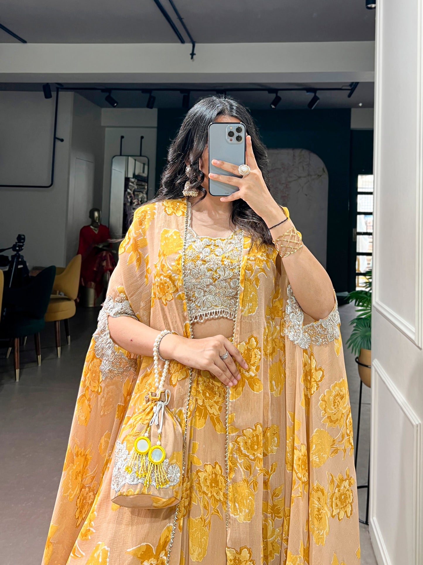 RangBhoomi Pastel Cape Style Lehenga - Ready-to-Wear Embroidered Set
