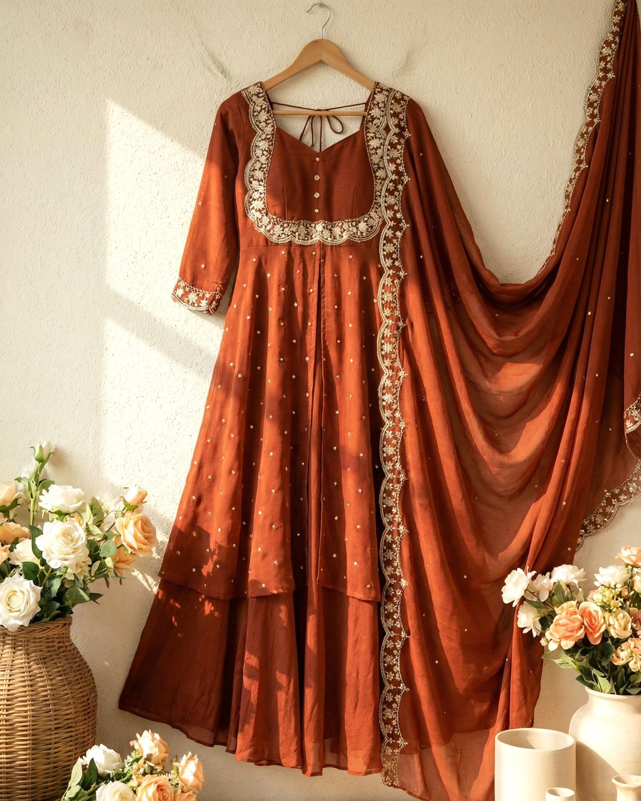 Elegant Skirt and Cape Ensemble for Modern and Traditional Fashion