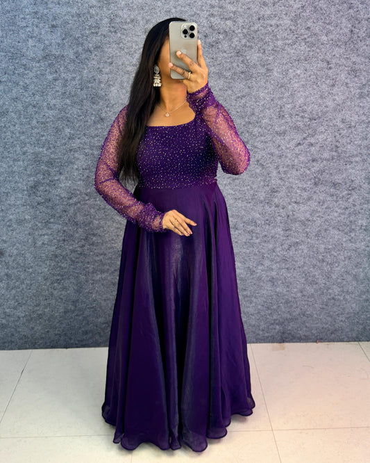 Exclusive Party Wear Draping Style Gown Outfit