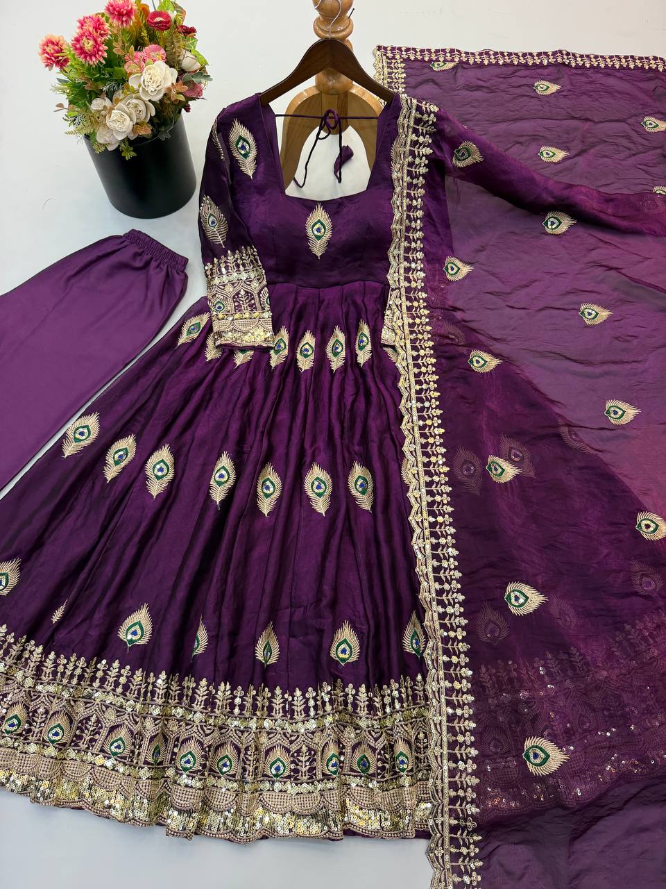 RangBhoomi Fendy Silk Gown with Fully Flair