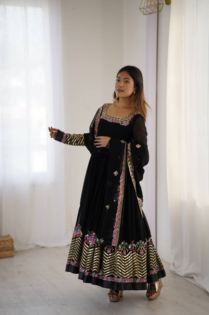 RangBhoomi Heavy Designer Party Gown with Embroidered Dupatta