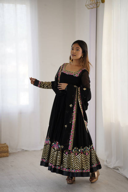 RangBhoomi Heavy Designer Party Gown with Embroidered Dupatta