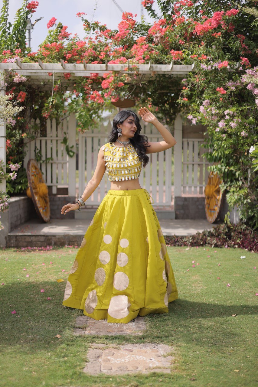 RangBhoomi Navratri Roman-Silk Lehenga Choli Set — Full-Stitched Festive Ensemble