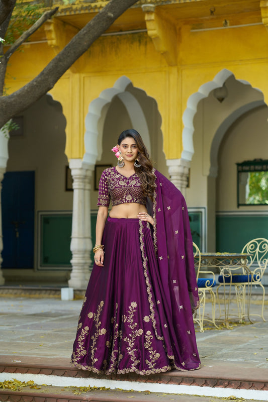 RangBhoomi Elegant Festive Lehenga Set with Rangoli Silk, Sequins, and Thread Embroidery