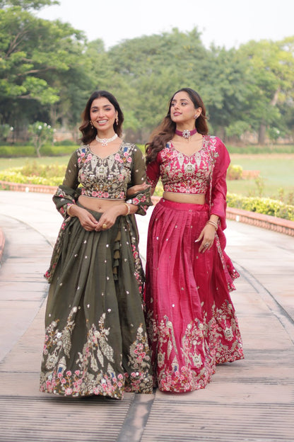RangBhoomi Premium Designer Sequined Embroidered Lehenga Choli and Dupatta Set