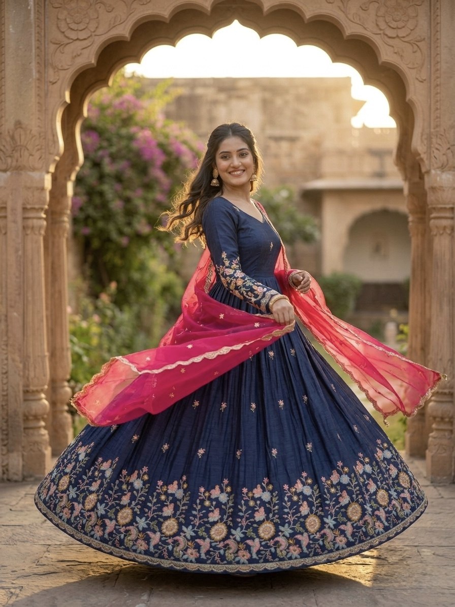 Elegant Fendi Silk Gown with Heavy Sequin and Zari Embroidery, Paired with Matching Dupatta – Collection 2026