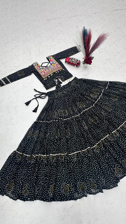 Exclusive 9-Meter Flair Navratri Special Lehenga Choli by RangBhoomi – Pure Fox Georgette with Elegant Thread Embroidery