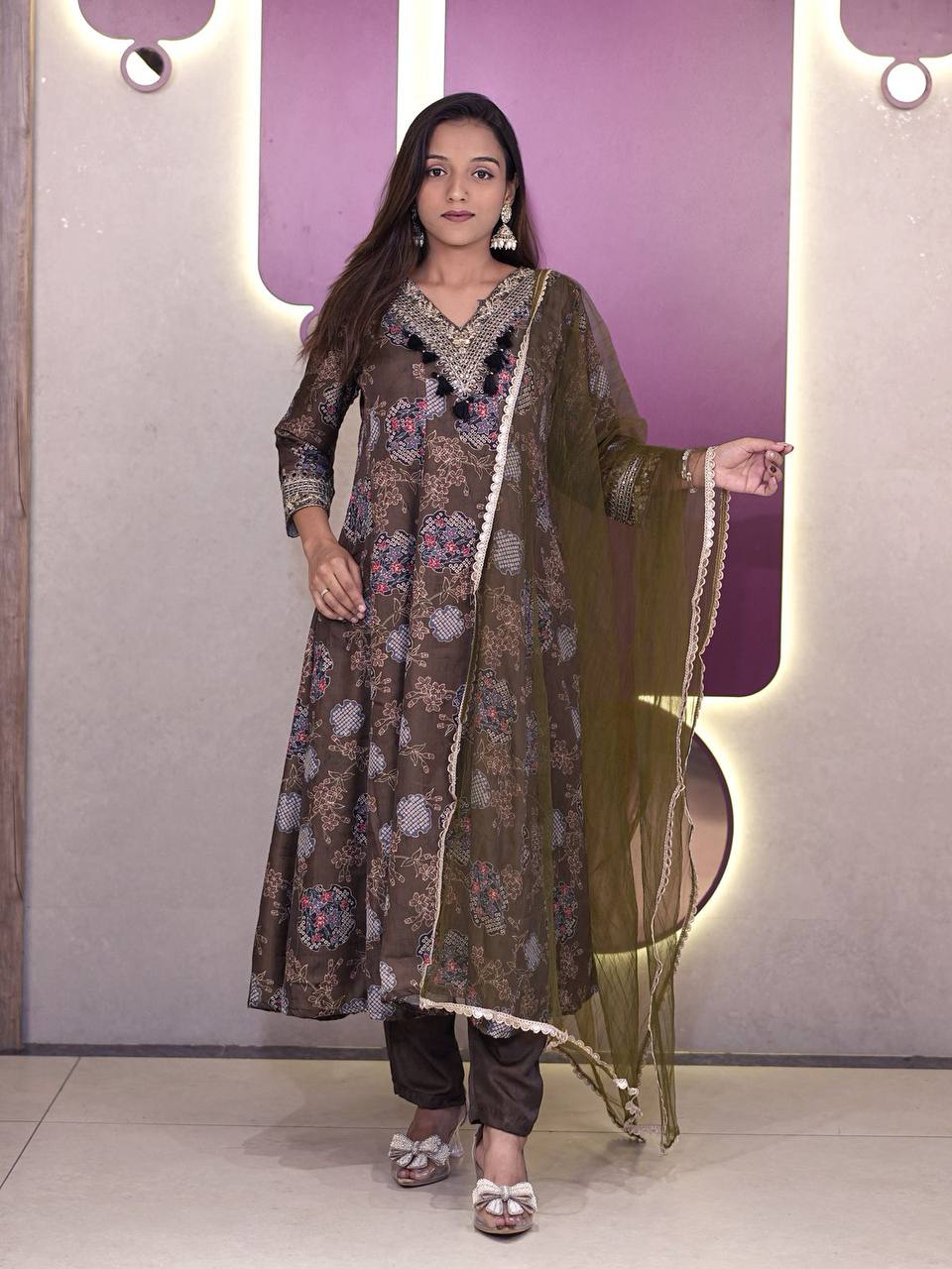 Elegant Anarkali Salwar Suit with Digital Print & Dupatta