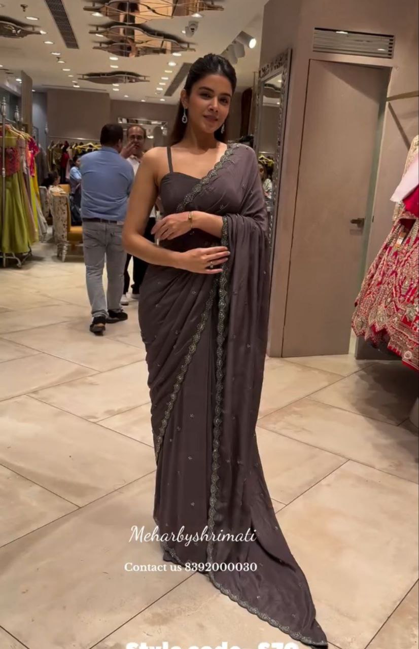 Trending Party Jacket with Saree Featuring Exquisite Embroidery Work