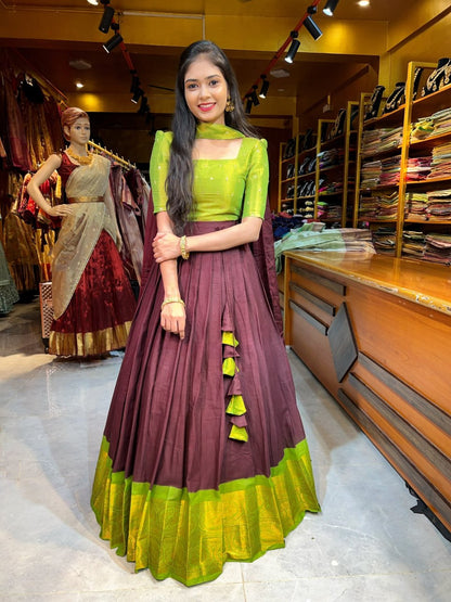 RangBhoomi Premium 5000 Series Elegant Natural Crepe Silk Ethnic Ensemble with Beaded and Threadwork Detailing