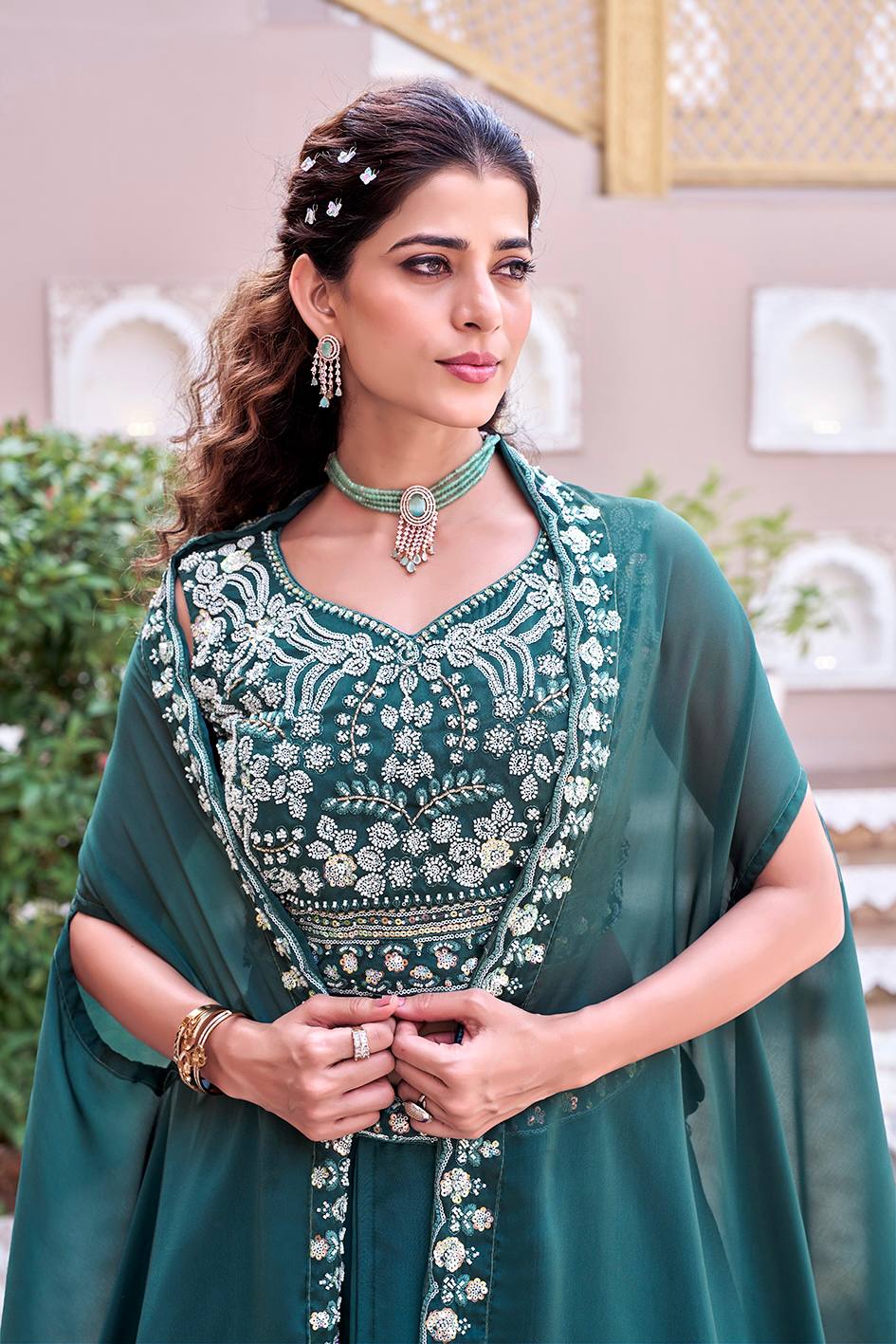 RangBhoomi Exclusive Wedding Special Lehenga Choli Set in Pure Rangoli Silk with Heavy Embroidery and Sequence Detailing