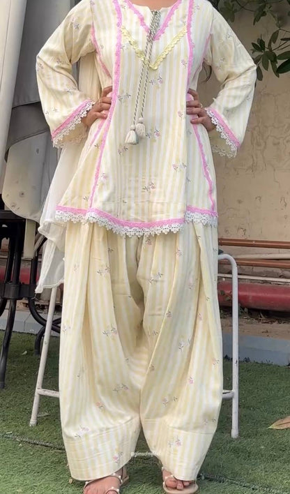 RangBhoomi Heavy Pure Natural Crepe Farshi Set with Nazmin Dupatta - Fully Fancy Sleeves
