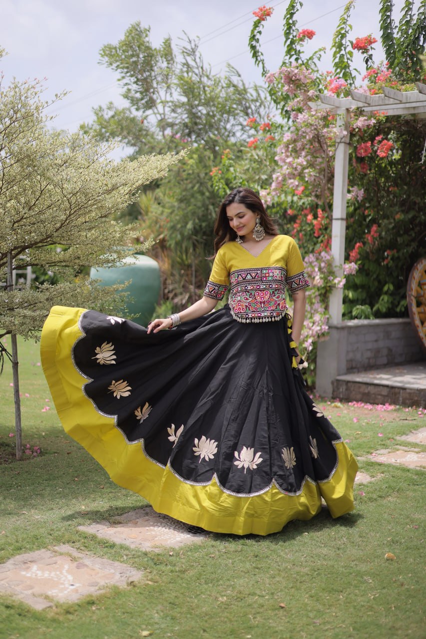 RangBhoomi Navratri Lehenga Choli Collection 2026 — Lotus Mirror Embroidered Set