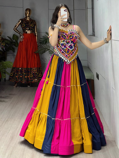 Ethnic Women's Lehenga with Designer Blouse Set – Vibrant Multicolor Navratri Festive Attire