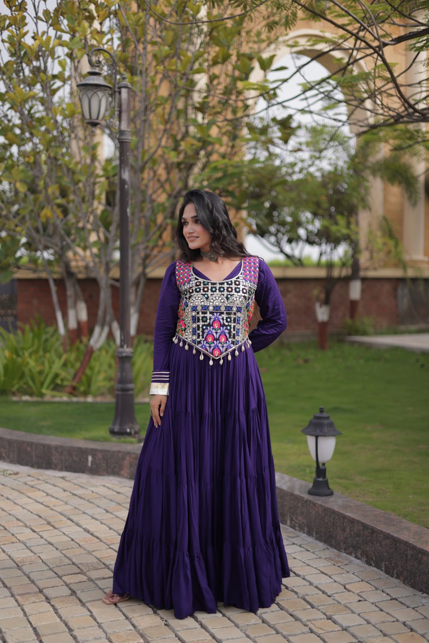 Navratri Gown Collection 2026 — Elegant Reyon Gown with Embellished Blouse by RangBhoomi