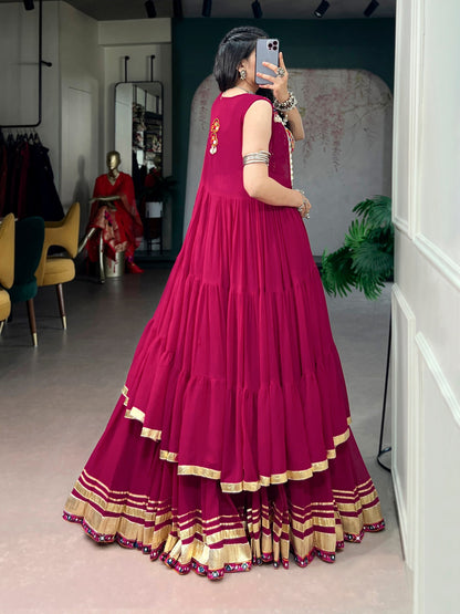 RangBhoomi Raas Rani Lightweight Lehenga Set with Handcrafted Gamthi Blouse & Mirror Koti