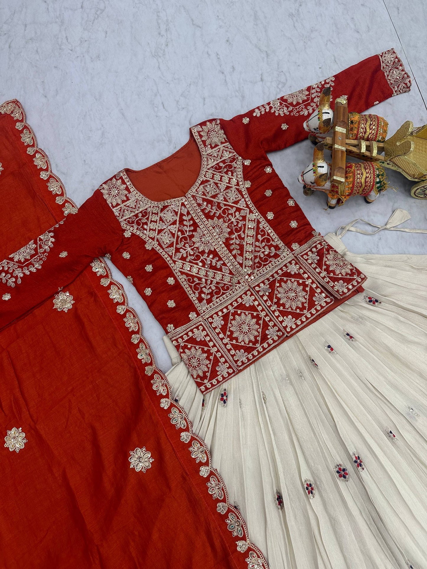 RangBhoomi Elegant Festival Lehenga Choli Set with Heavy Embroidery & Pure Silk Fabric