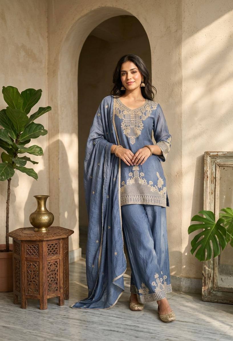 RangBhoomi Designer Wear Festival Special Collection – Elegant Woman’s Ethnic Ensemble with Embroidered Rangoli Crush Fabric