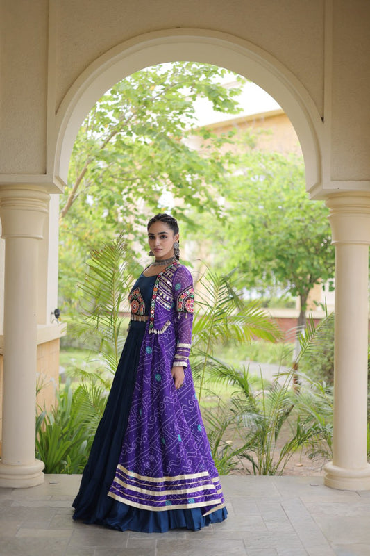 RangBhoomi Navratri 2026 Rayon Lehenga Set with Bandhani Shrug — Full-Stitched Festive Ensemble
