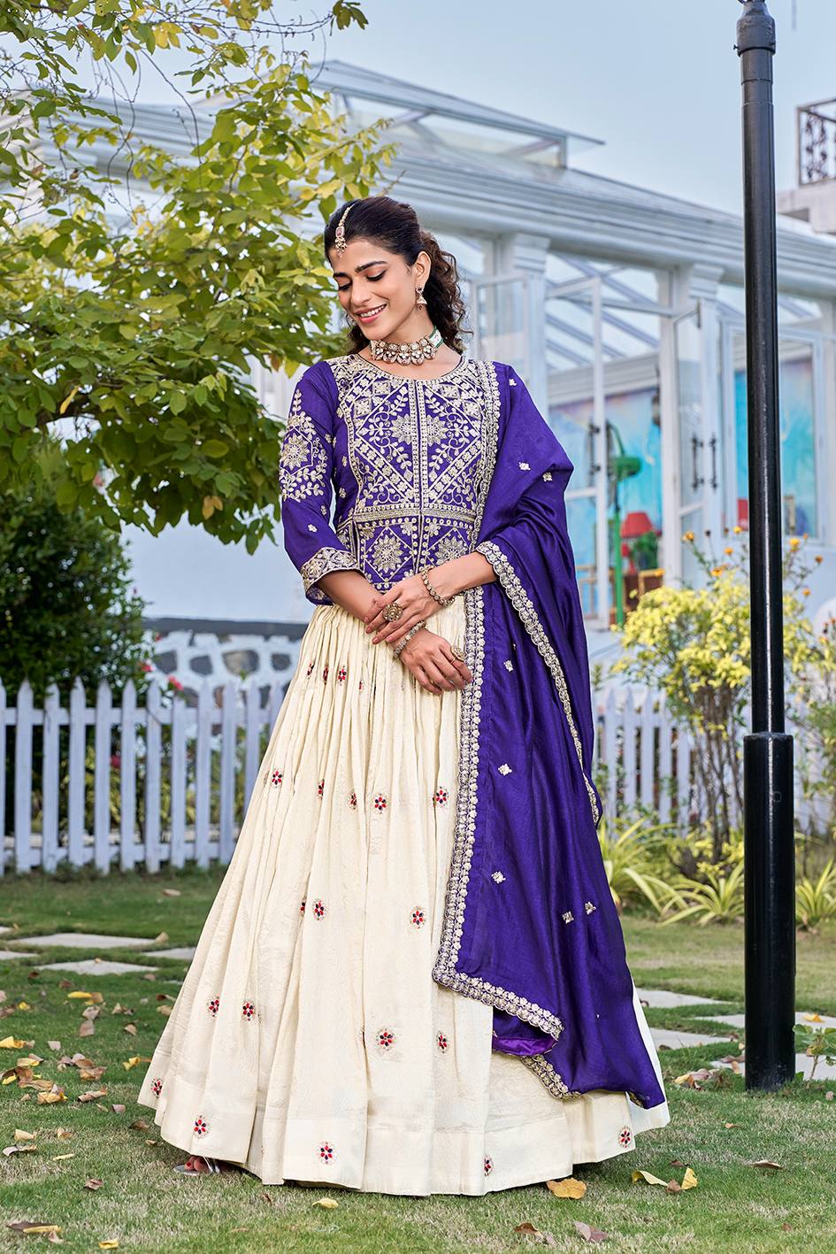RangBhoomi Elegant Festival Lehenga Choli Set with Heavy Embroidery & Pure Silk Fabric