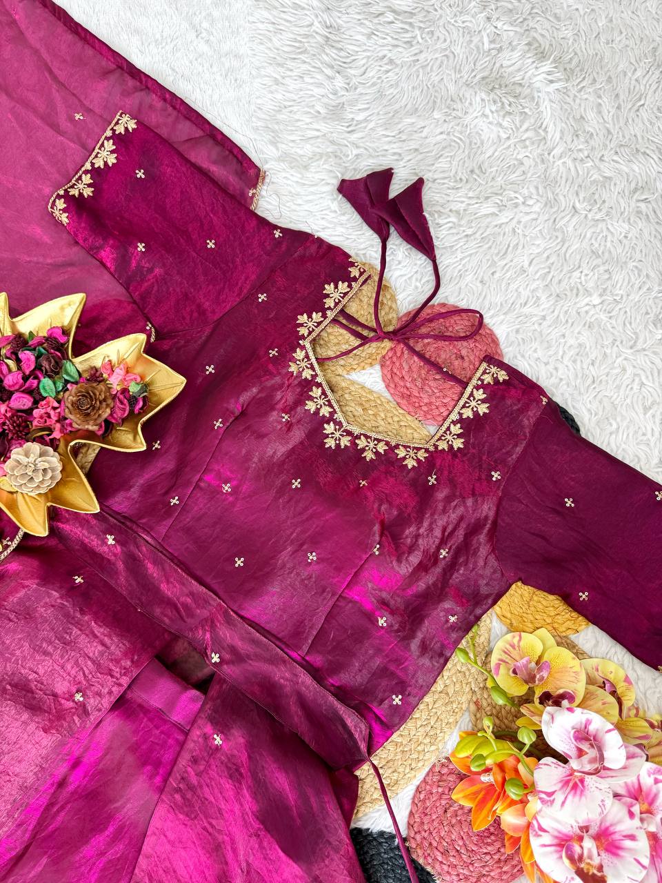 RangBhoomi Heavy Space Silk Double-Frill Lehenga Choli Set — Sequined Embroidery, Ready-to-Ship Rakshabandhan Special