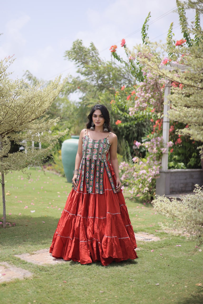 RangBhoomi Navratri Kora Cotton Lehenga Set — Full-Stitched Festive Ensemble