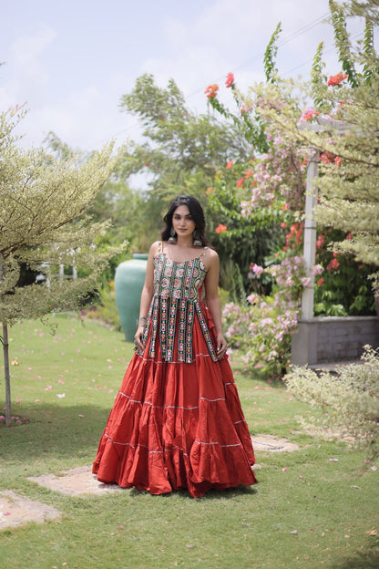 RangBhoomi Navratri Kora Cotton Lehenga Set — Full-Stitched Festive Ensemble