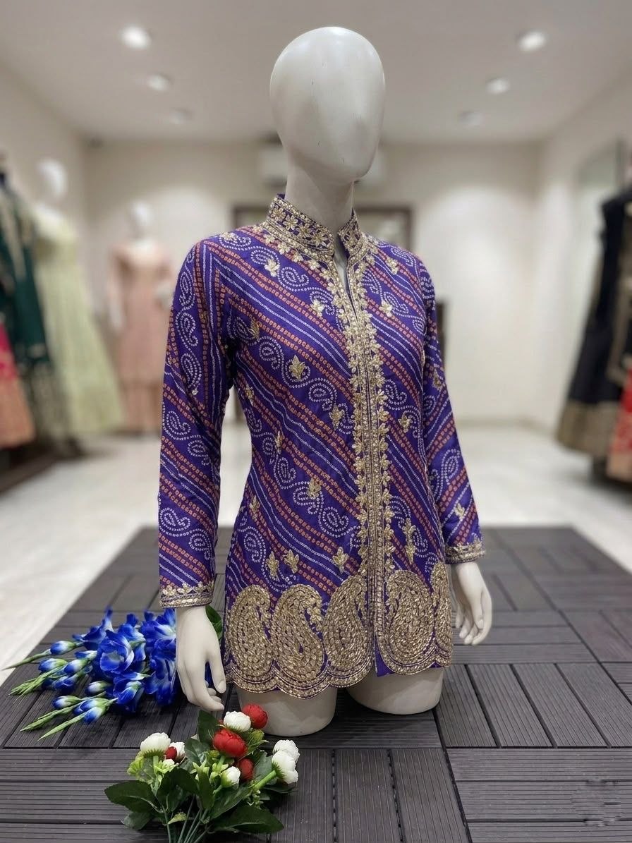 RangBhoomi Embroidered Sequence Jacket and Lehenga Choli - Ready to Wear Festive Set