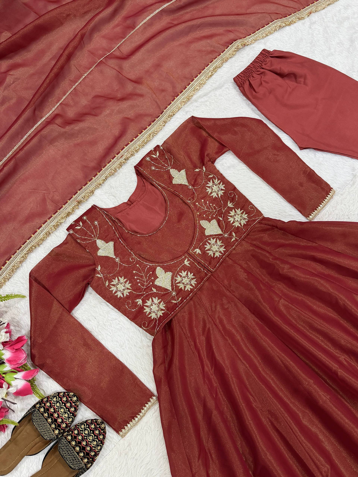 RangBhoomi New Designer Heavy Cosmos Silk Maxi Anarkali Suit – Embellished Festive Gown