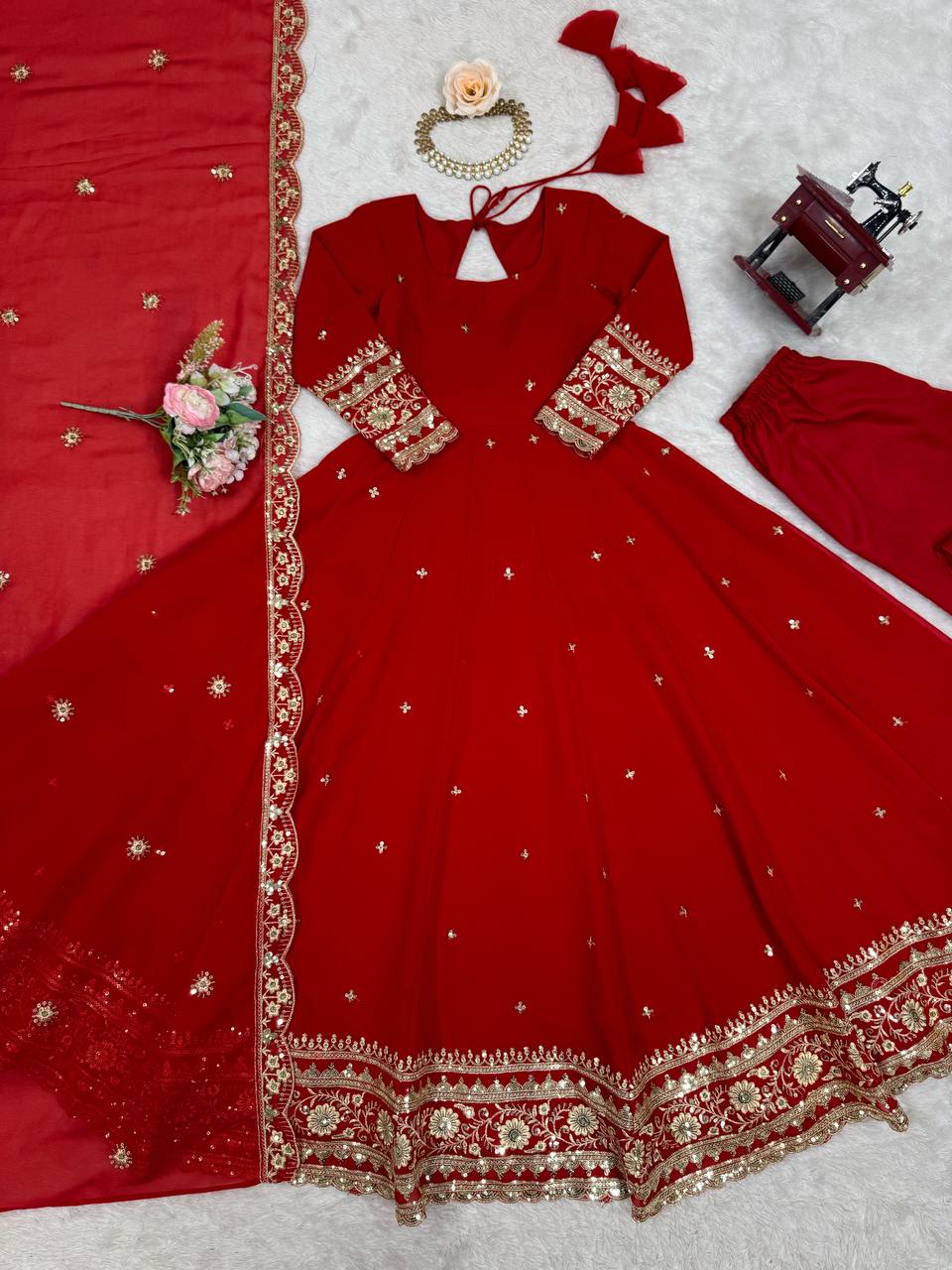 RangBhoomi SP Series Elegant Faux Georgette Gown Set with Realistic Detailing and Comfortable Fit
