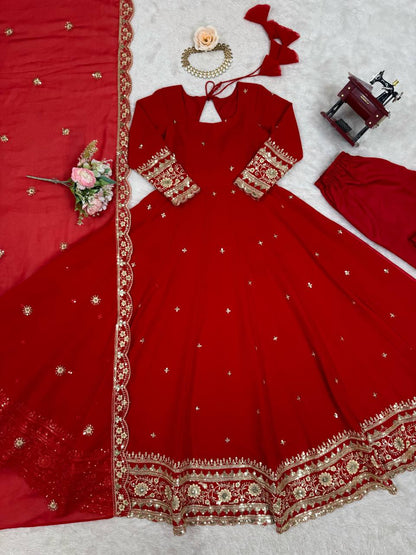 RangBhoomi SP Series Elegant Faux Georgette Gown Set with Realistic Detailing and Comfortable Fit