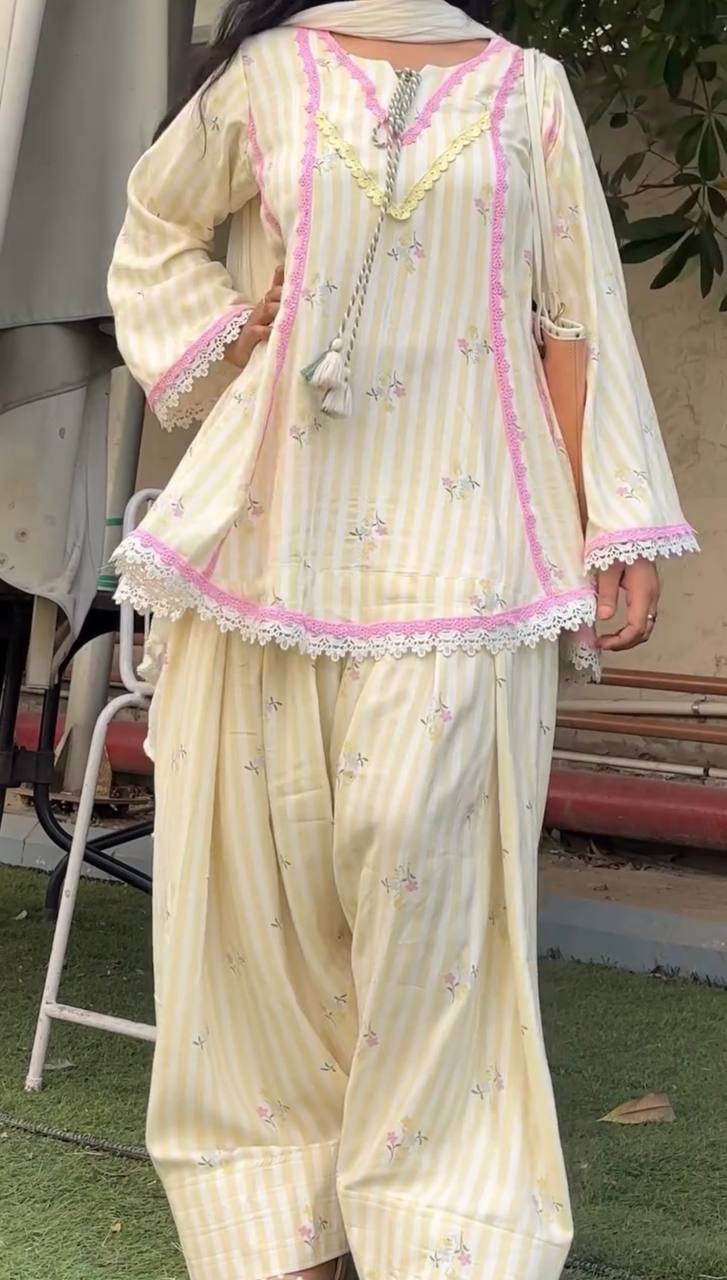 RangBhoomi Heavy Pure Natural Crepe Farshi Set with Nazmin Dupatta - Fully Fancy Sleeves