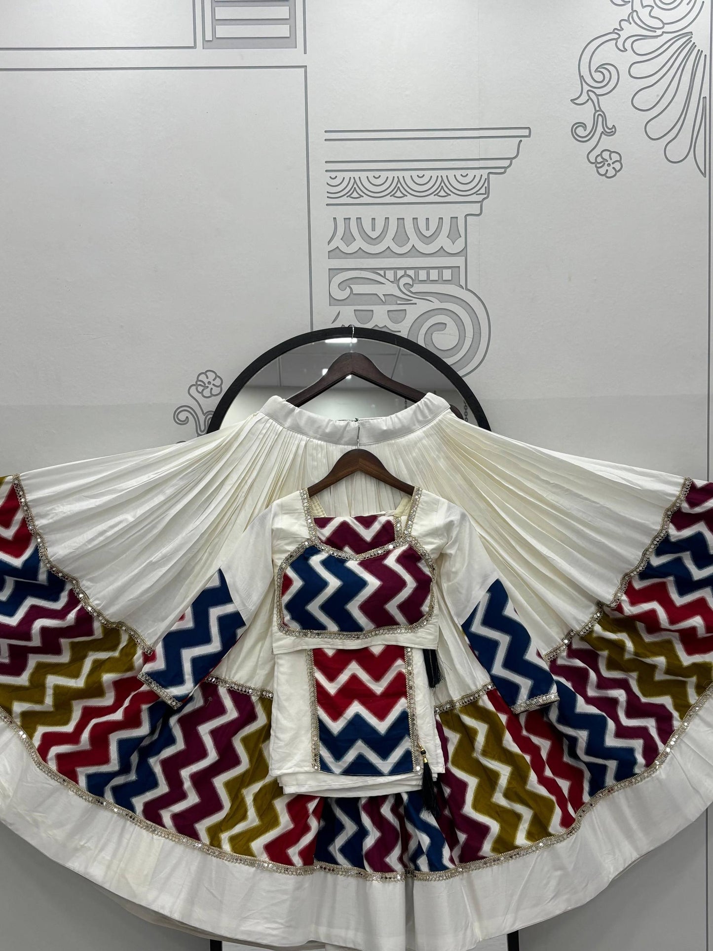 Navratri Special Pure Cotton Lehenga Choli Set with 6-Meter Flair, Fully Stitched Comfort Fit