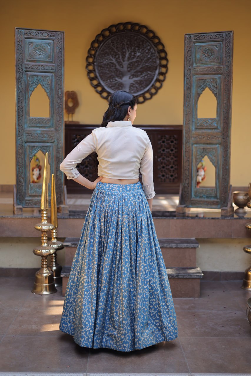 RangBhoomi Elegant Cosmos Jacquard Lehenga Choli Set with Embellished Blouse