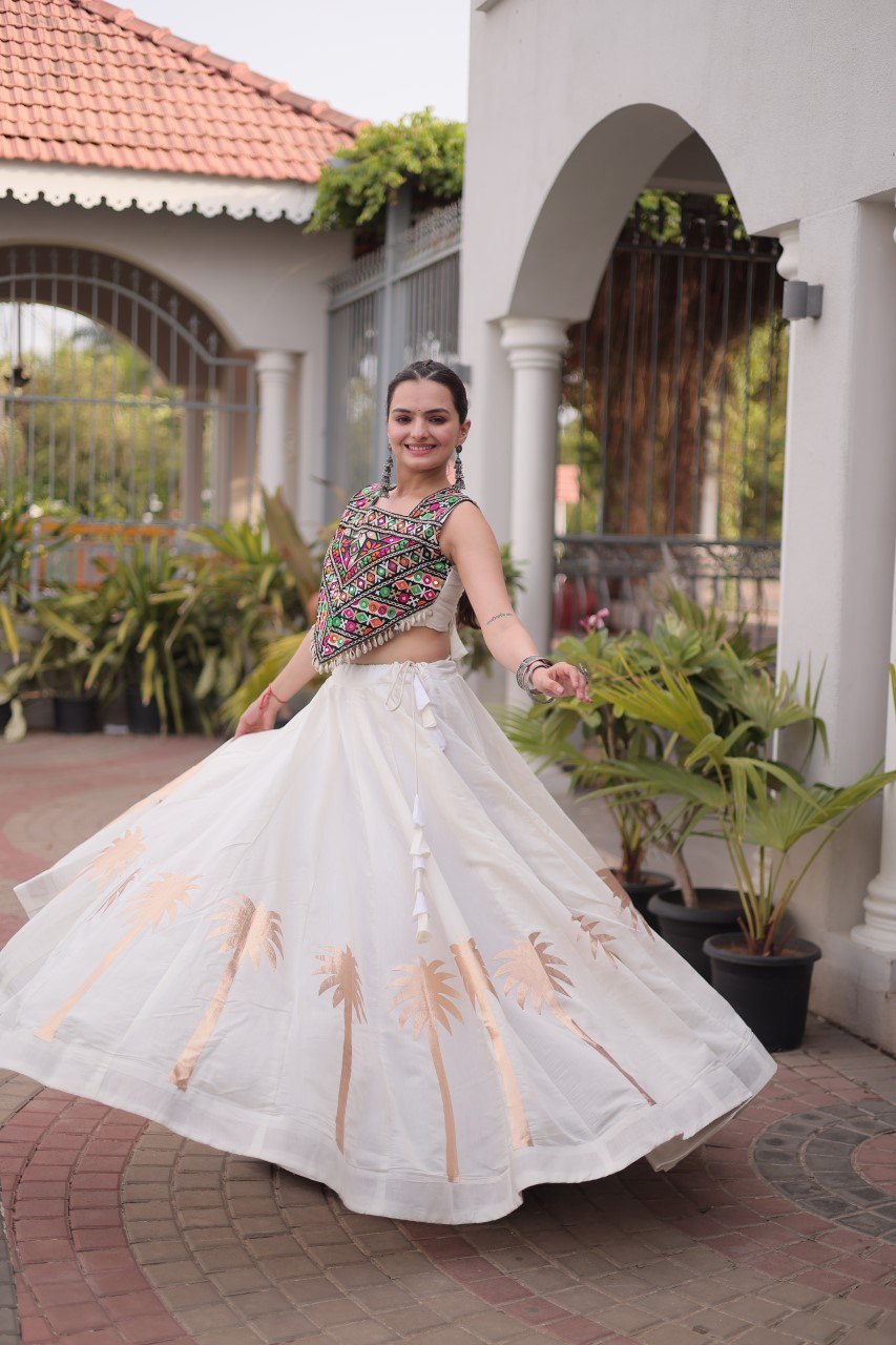 RangBhoomi Navratri Lehenga Choli Collection 2026 — Roman Fabric with Kutchi Embroidery